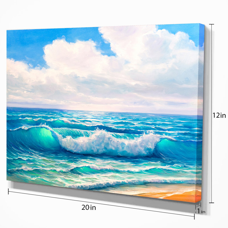 Mer et ciel - impression sur toile tendue, H 20 po x l 20 po x P 1 po