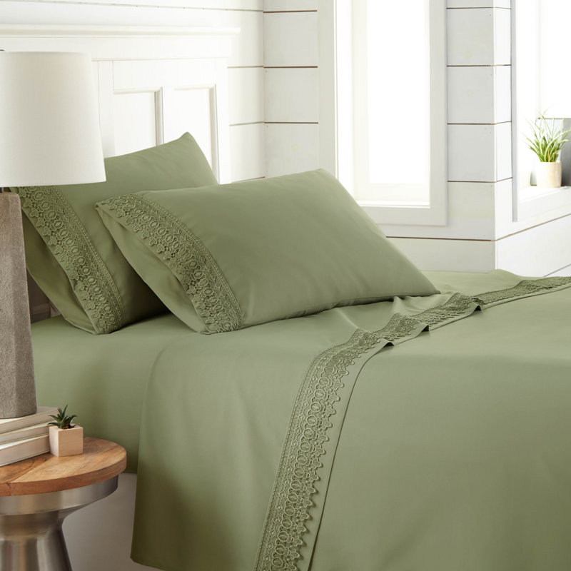 Ensemble de draps en microfibre Jaquil, Très grand californien, Sauge vert