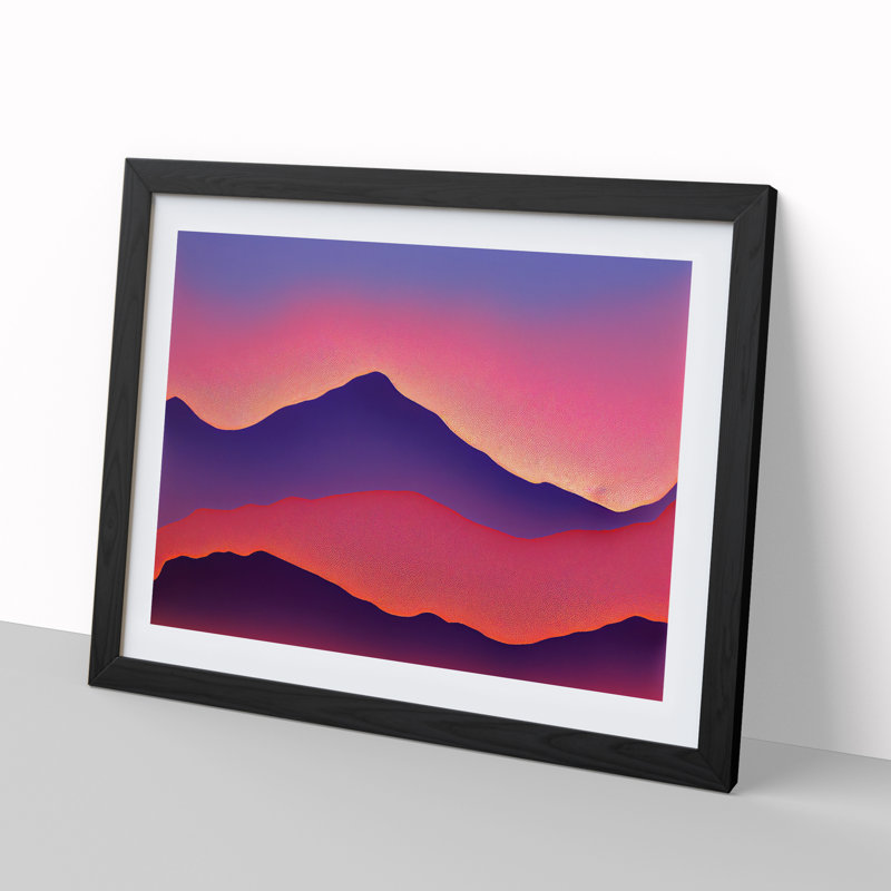 Ethereal Abstract Mountains - Framed Print, Black, 46cm H x 64cm W x 2cm D