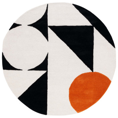 Felipe Rust Black Hand-Woven Wool Geometric Rug