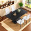 Ensemble de table de salle à manger moderne en MDF noir avec 4 chaises élégantes en polyuréthane blanc, parfait pour toute maison