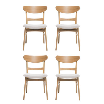 Cambrielle Mid-Century Modern Upholstered Dining Chairs with Rubberwood Frame and Padded Seat