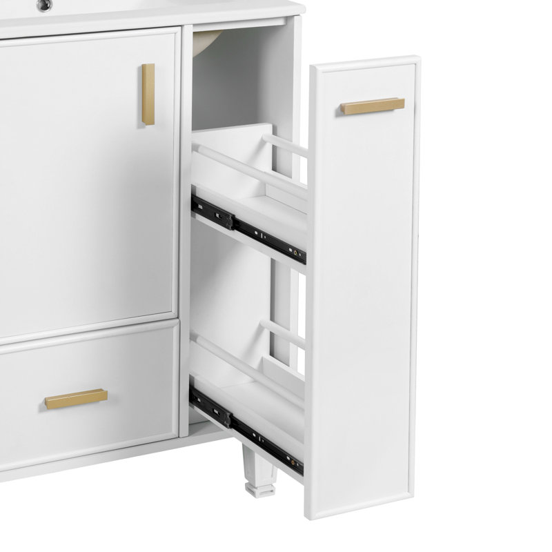 Bathroom Vanity with Sink and Storage Solutions, White
