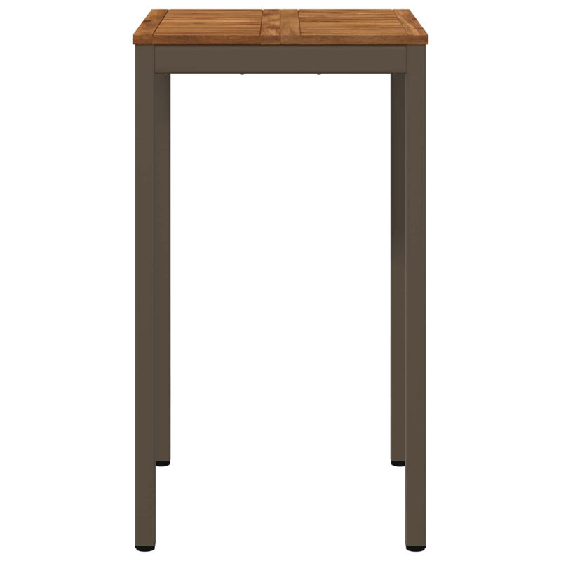 Acacia Dining Table with Steel Base, Coffee, 105cm H x 60cm W x 60.5cm D, Brown