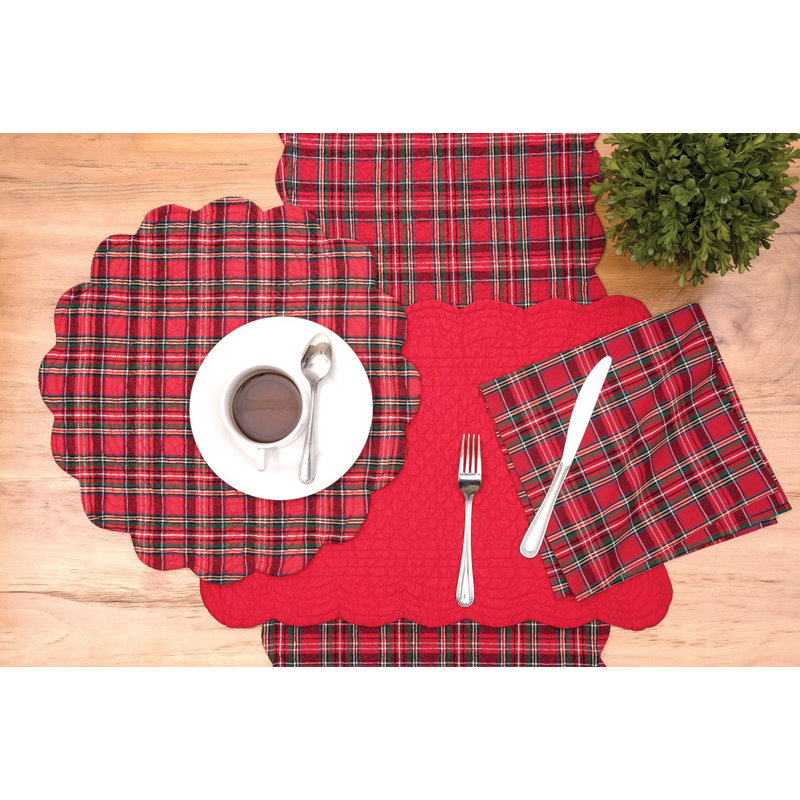 Downton Red Plaid Cotton Table Runner