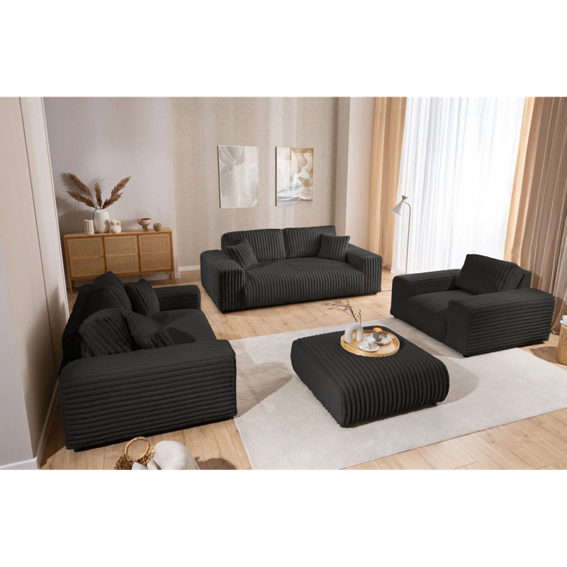 Mollis 3 - Piece Living Room Set, Black