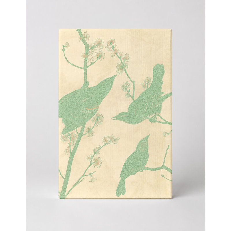 «Three Birds on Flowering Branches», art mural sur toile, 24" W x 36" H