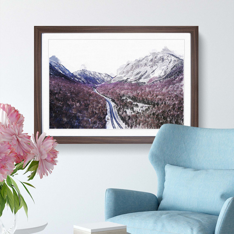 The White Mountains of New Hampshire in Abstract - Framed Print, 35cm H x 50cm W x 2cm D, Walnut