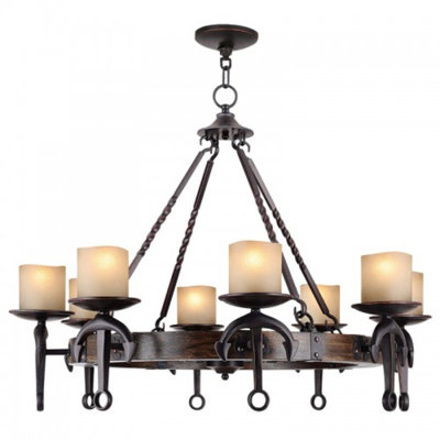 Lustre en forme de roue à DEL à 8 lumières Aronne