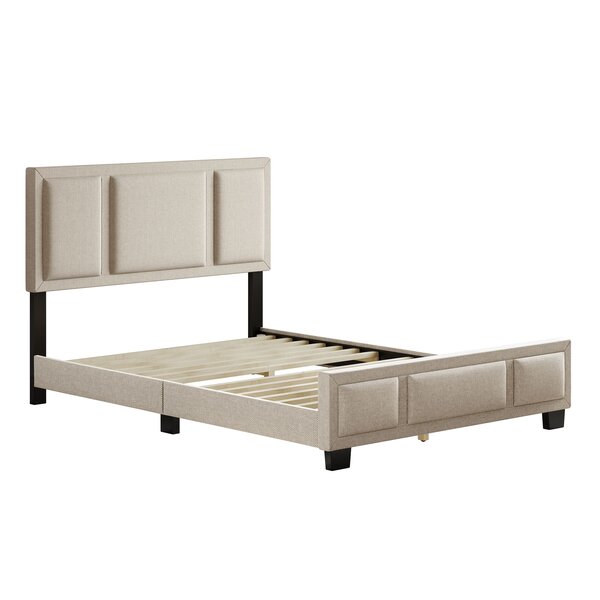 Latitude Run® Triiptych Linen Upholstered Platform Bed Frame & Reviews ...