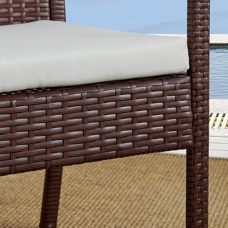 Soffren 4 - Person Wicker Patio Dining Set with Rectangular Table , Cushions Included, Brown