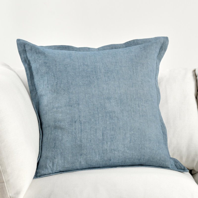 Amy Linen 22-Inch Square Throw Pillow, Blue