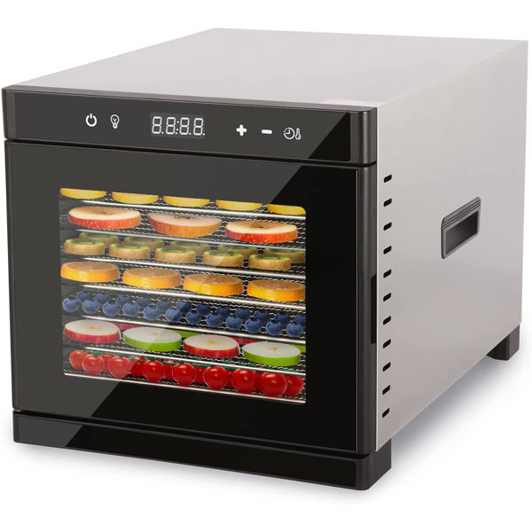 This 5-Tray Food Dehydrator has 8 square feet of drying space. The 48 hour  digital controller allows for 2 times and temperatures to be set. Unit  dehydrates at a range of 95