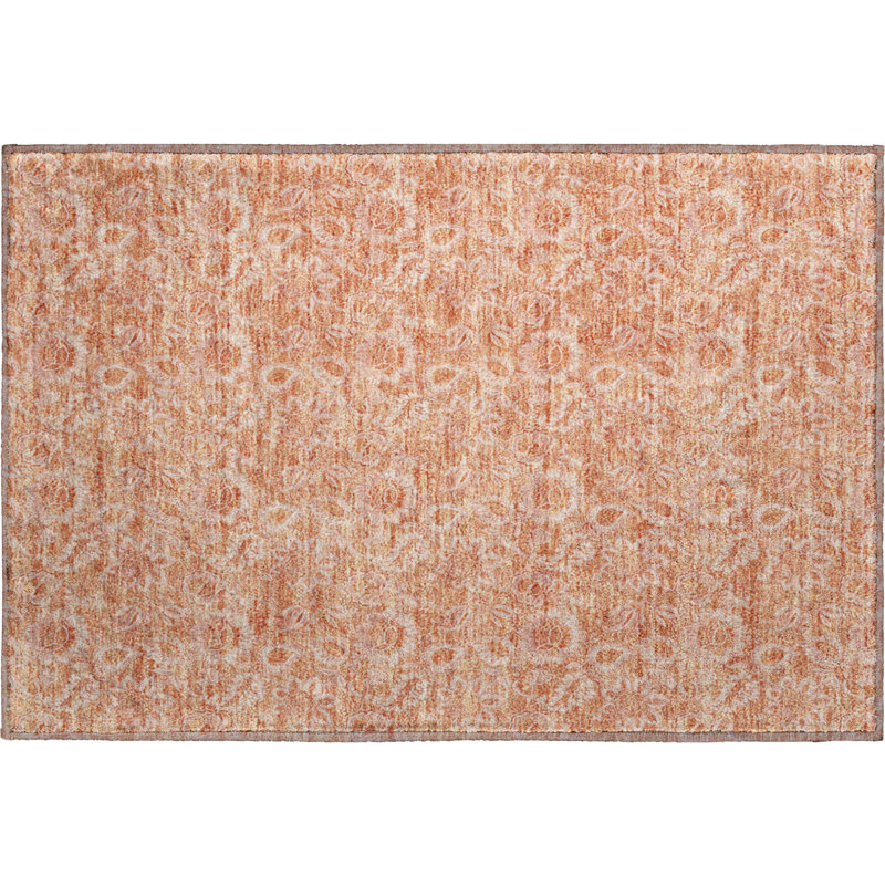 Premium Machine Washable Prisco Salmon Rug, Rectangle 1'8" x 2'6"