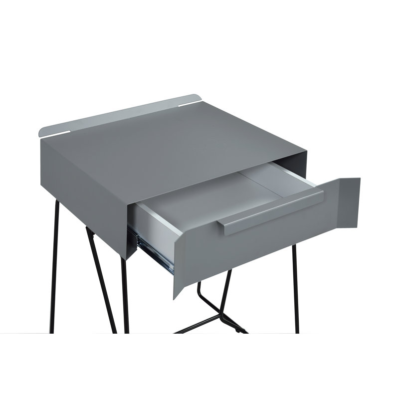 Isay End Table with Storage, Gray