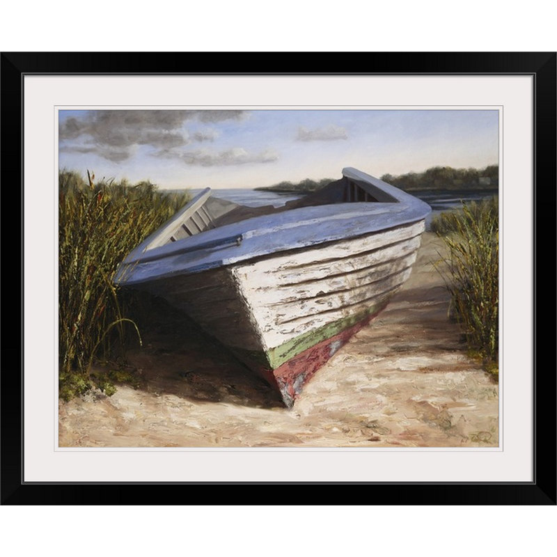 « montauk skiff », reproduction d’art Karl Soderlund, Cadre noir, H 20 po x l 24 po x P 1 po