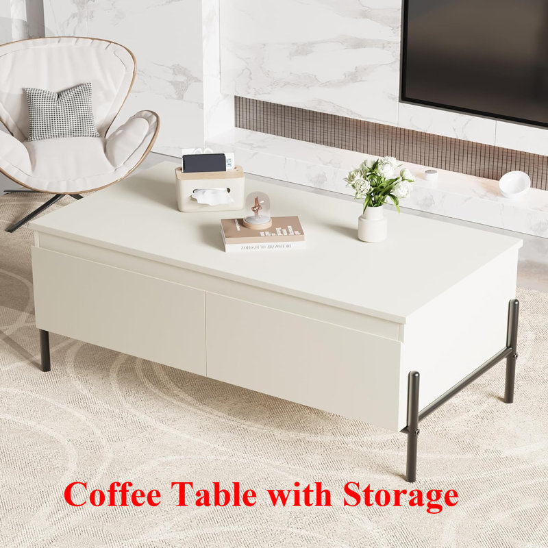 Table basse blanche avec rangement 
