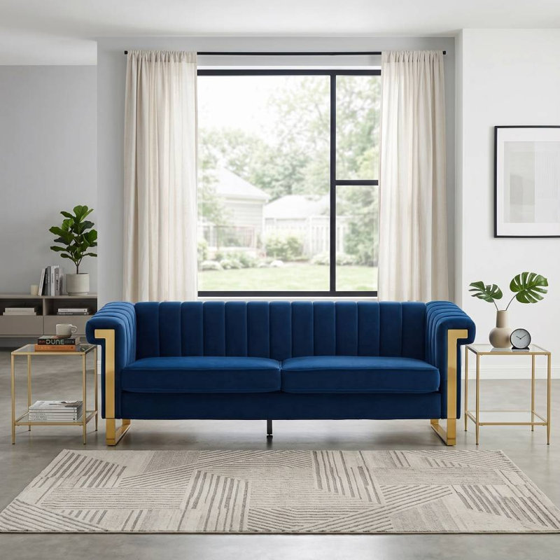 Canapé Chesterfield en velours (bleu)
