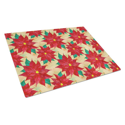 Caroline's Treasures Tempered Glass Poinsettia Christmas Cutting Board