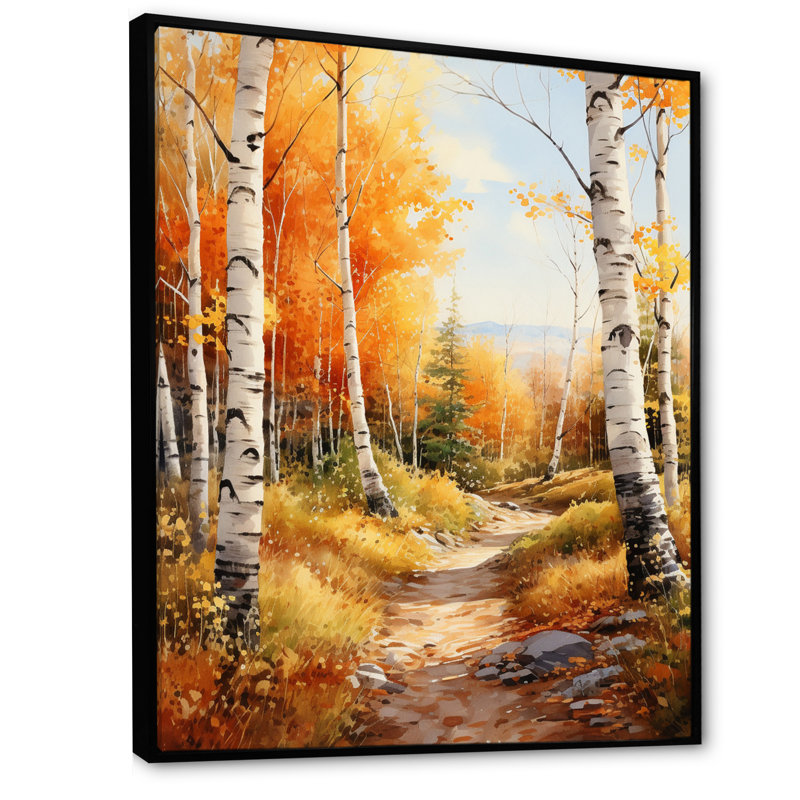 Birch Woods Autumn Sonata III, reproduction d'art sur toile, H 32 po x l 24 po x P 1 po, Cadre flottant noir