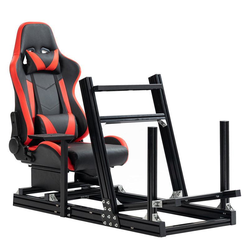 Anman Pro Racing Simulator Cockpit Aluminum with Seat Fit Logitech Thrustmaster, Not Include Steering wheel & Wheels & Pedals and Shifter Handbrake