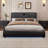 Modern RGB LED Bed Frame with Faux Leather and Bluetooth Speakers-116844505-116844503
