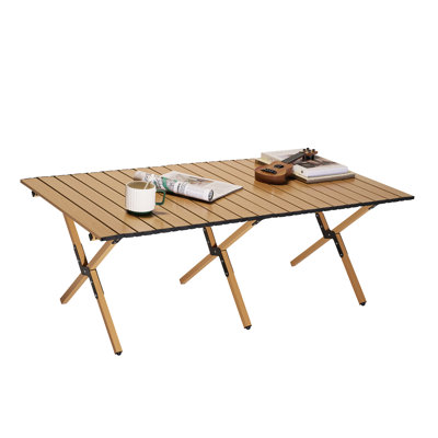 Portable Roll-Top Camping Table, 47.3" x 23.2" x 17.7" Rectangle Picnic Folding Table with Carry Bag by Arlmont & Co.