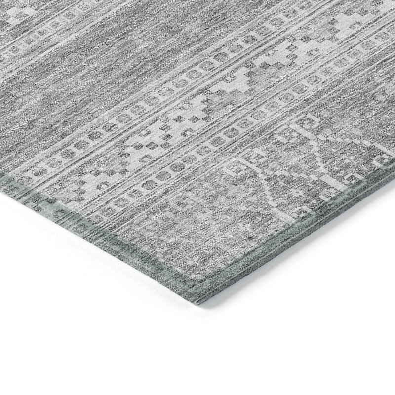 Tapis intérieur / extérieur lavable 3 pi x 5 pi gris argenté Southwestern
