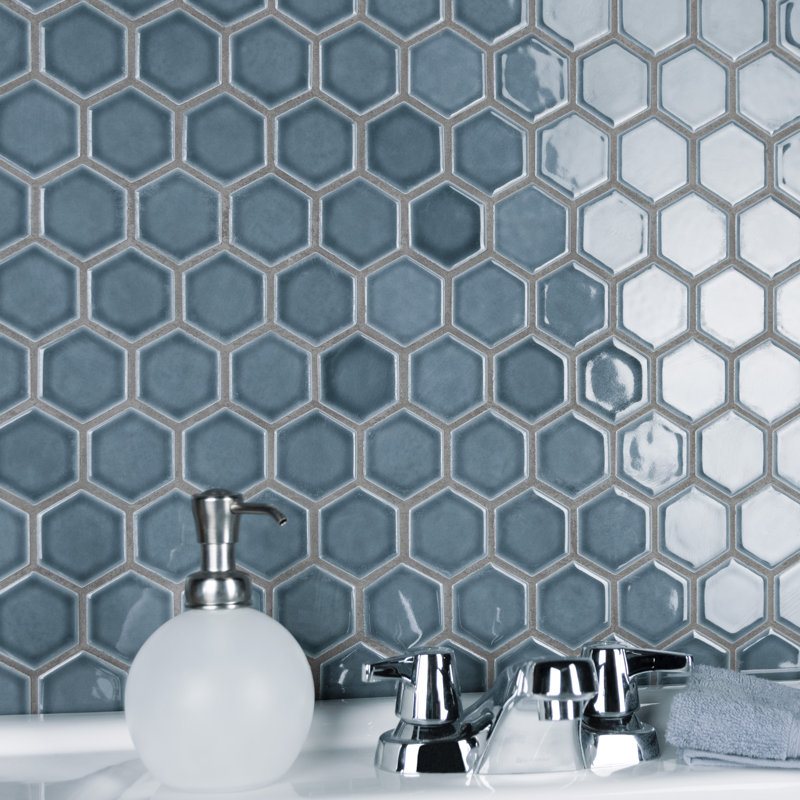 Hudson Due 2" x 2" Hex Porcelain Mosaic Wall & Floor Tile, Storm Gray