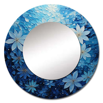 Flowers Glacial Majesty Pointillism - Flowers Decorative Mirror, White Large Wall Mirror, Printed Metal Art