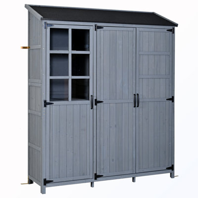 Large Patio Shed With Waterproof Roof And 3 Doors Storage Cabinet