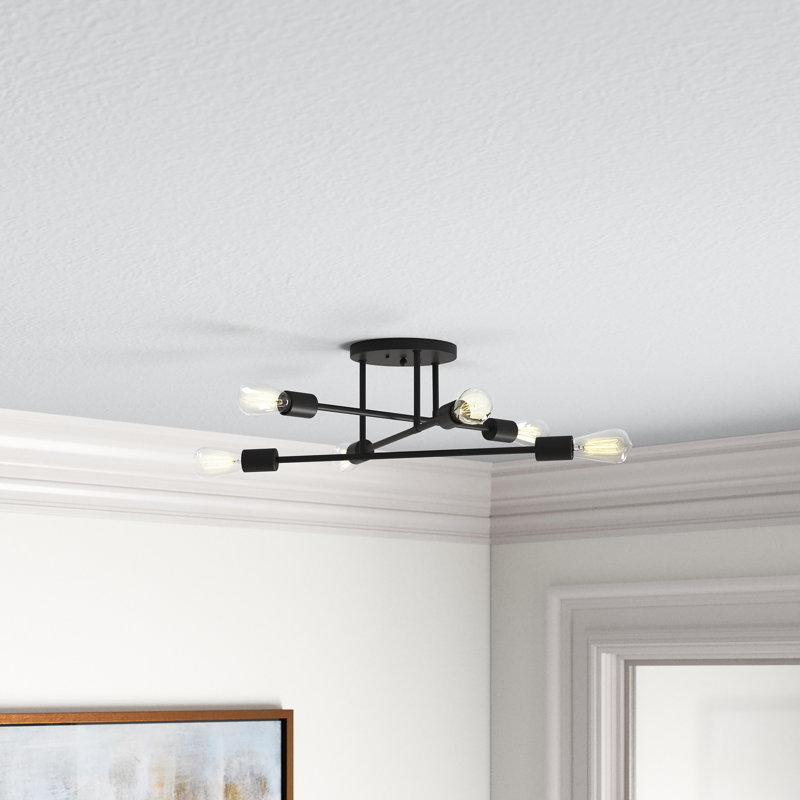 Renshaw 6 - Light Bulbs Sputnik 21.65" Semi Flush Mount Light Fixture, Black