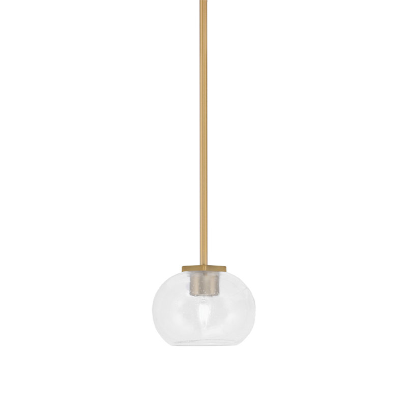 Mini-luminaire suspendu sur pied Finola avec verre à bulles de 7 po, Laiton, Transparent, Transparent