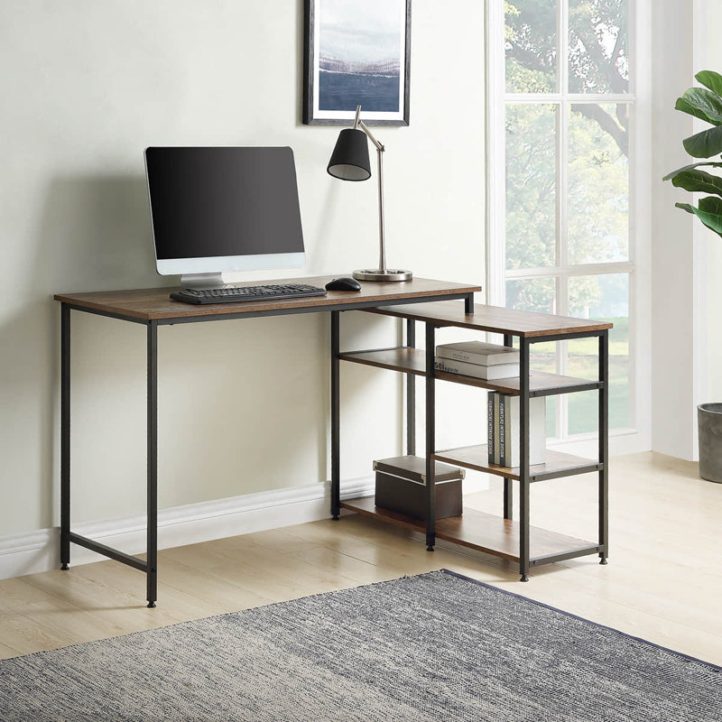 Laseter L-Shaped Metal Base Computer Desk