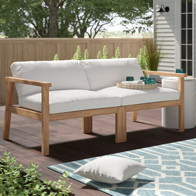 Muret Outdoor Patio Teak Wood 2-Seater Loveseat