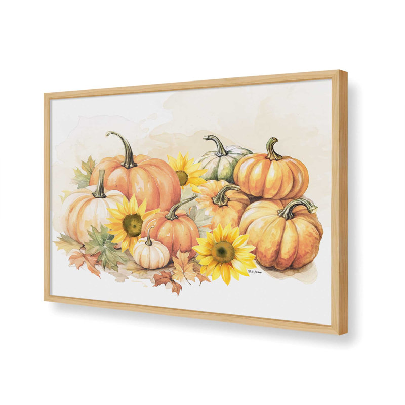 «Pumpkin Collage» par Nicole DeCamp, reproduction d'art, Tanné, Impression encadrée, L 16 po x H 12 po
