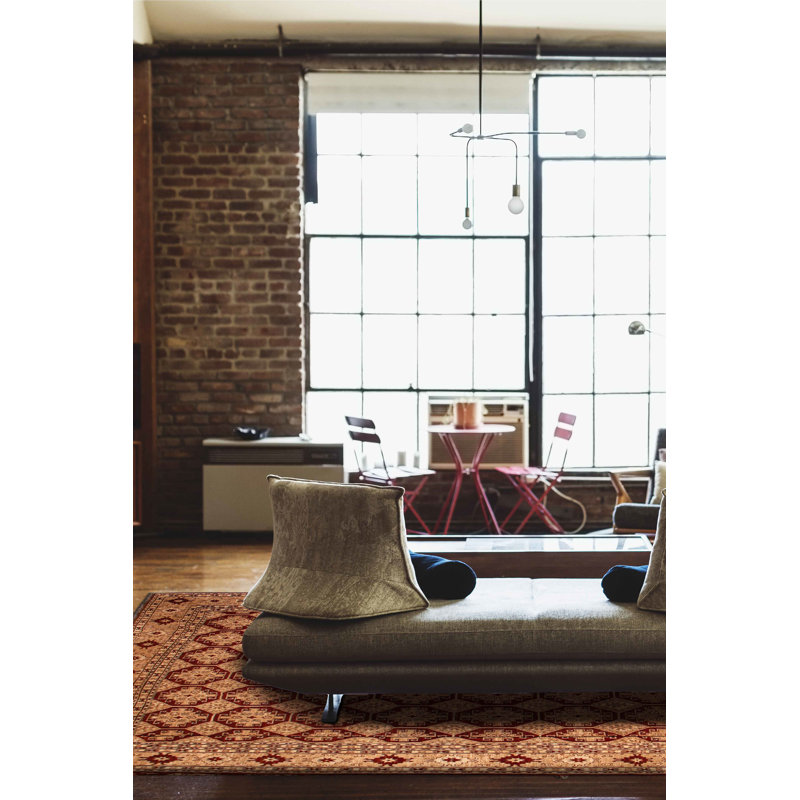 Kilim en laine rouge Lahor tissé à la main 16 pi 11 po x 19 pi 4 po