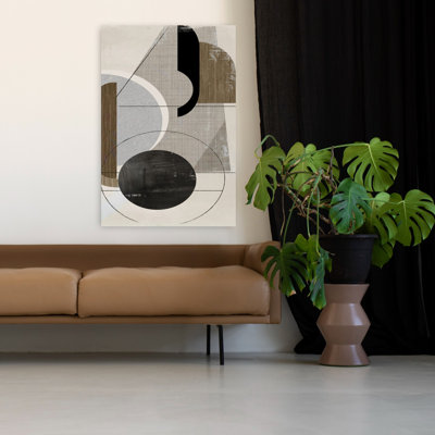 «Geometric Harmony In Neutral Tones I», art mural abstrait contemporain