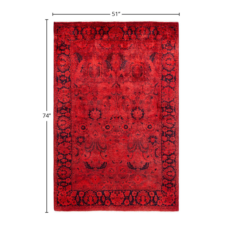 Overyed One-of-a-Kind Rectangle 4'3" X 6'2" Hand Knotted Area Rug