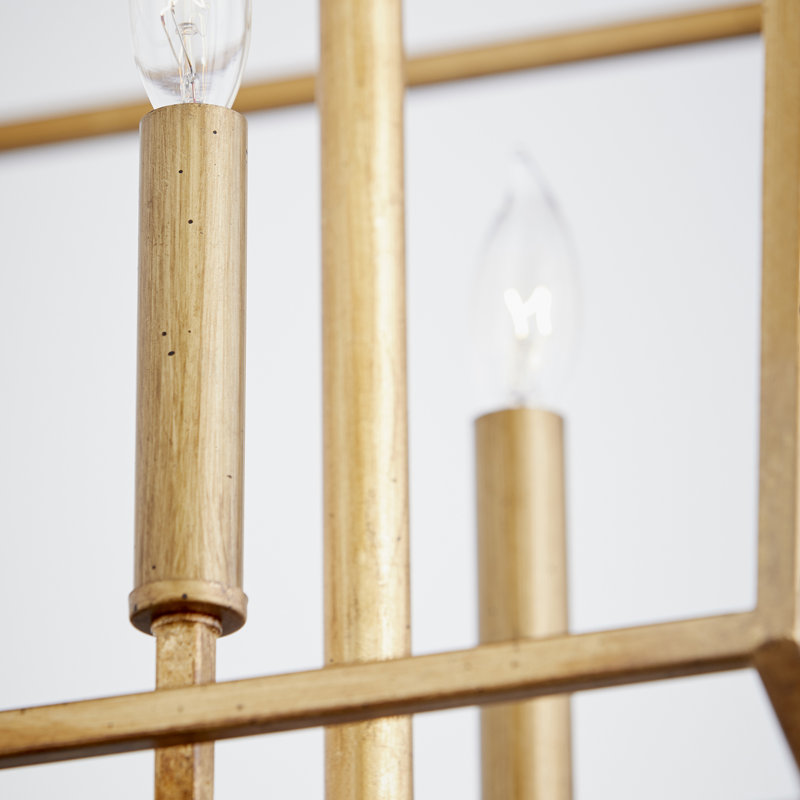 Luminaire suspendu géométrique à 6 lumières pour îlot de cuisine Sonnenberg, Feuille d'or