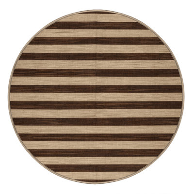 Machine Washable Horizontal Stripes Brown Area Rug