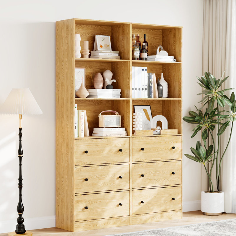 70.9'' H Book Cabinet Storage Bookcase Set, Wood