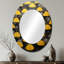 Ciel de parasol jaune et gris Tranquility I - Miroir mural moderne ovale-444623436