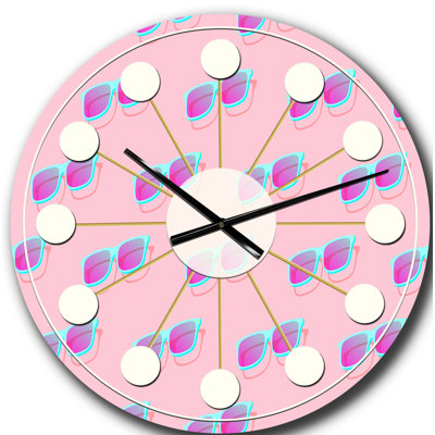 Horloge murale rose Mid-Century