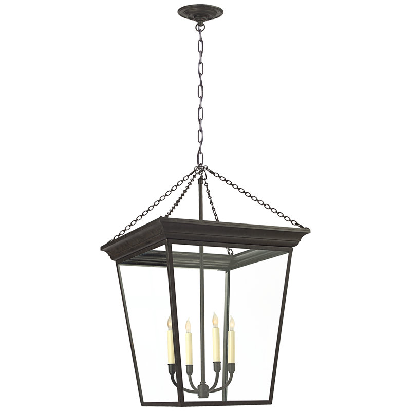 Chapman & Myers Cornice Small Lantern, Blackened Rust, 36" H x 20" W x 20" D