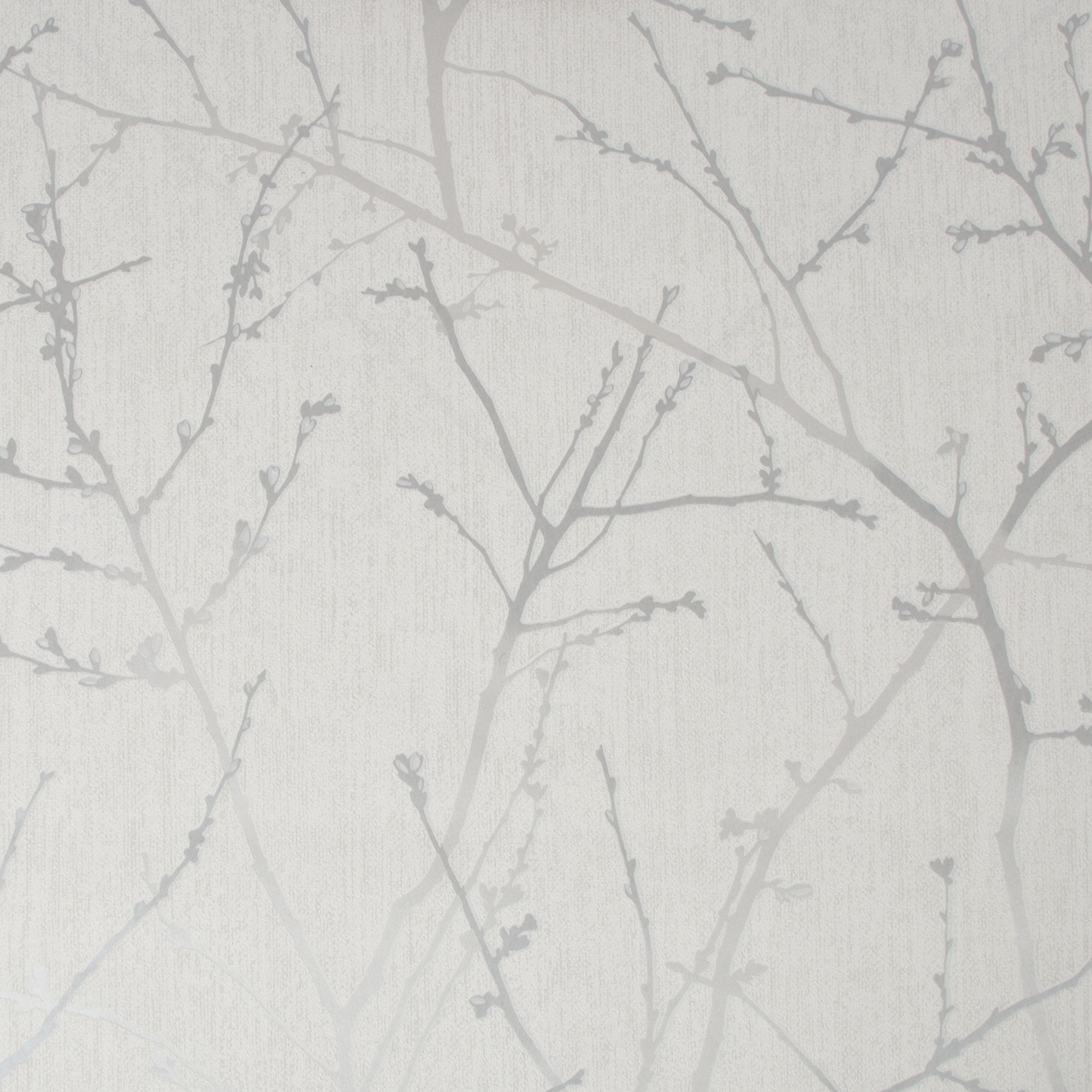 Edmore Modern Floral Wallpaper, White Mica