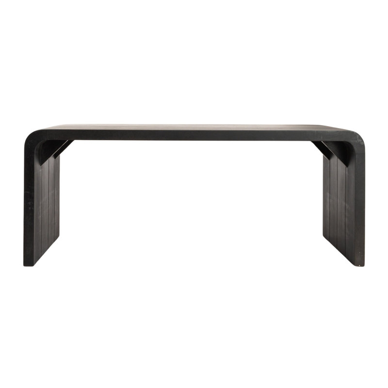 Clyde Modern Waterfall Edge Mango Wood Coffee Table, Black, Black