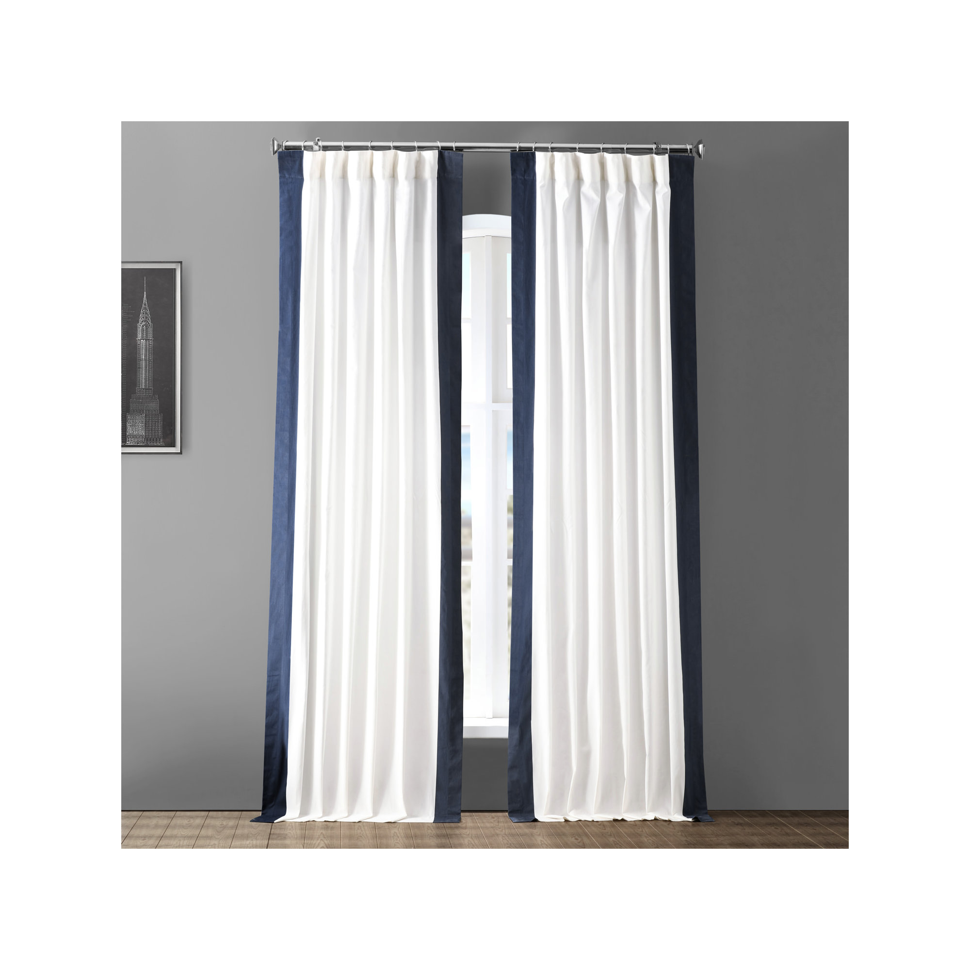 Limone Printed Cotton Curtains for Living Room & Bedroom Curtains for Large Window Single Panel Drape, 50" x 84"