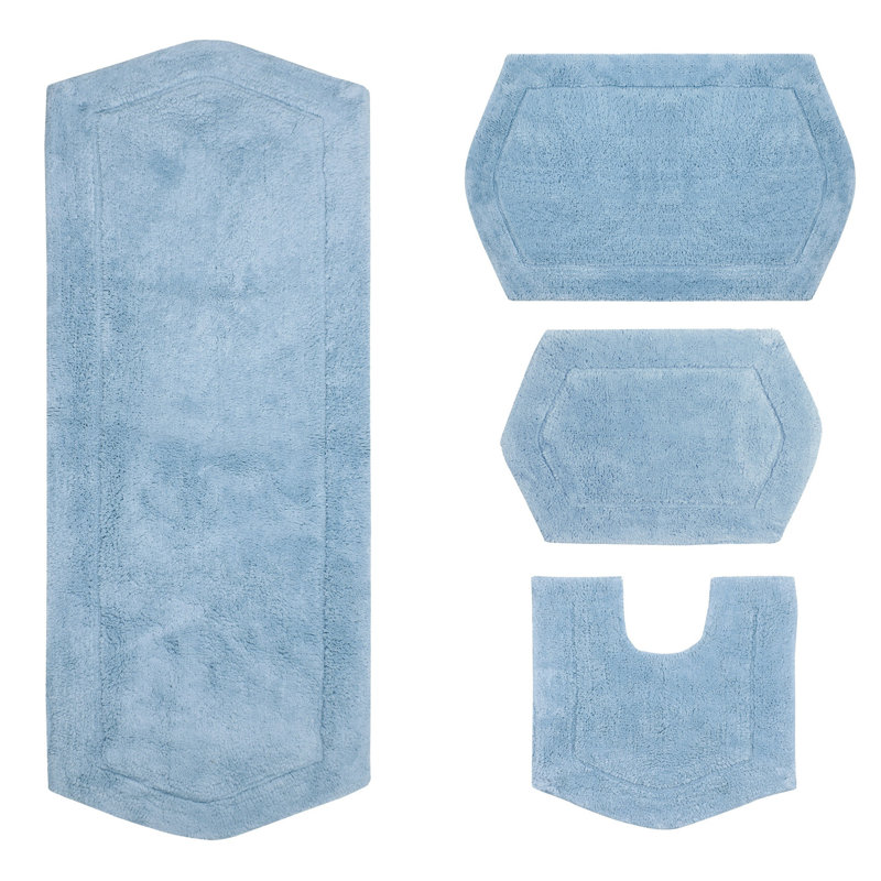 Ensemble de tapis pour salle de bain 4 pièces Morissette, Bleu