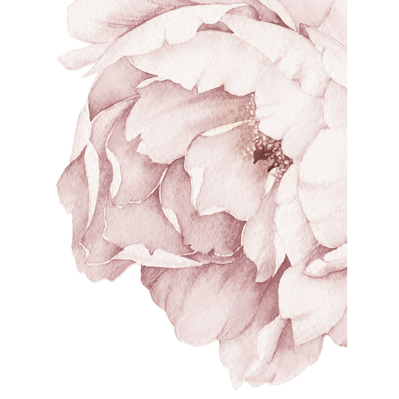 Adhésif décoratif fleurs de pivoine, Rose lavis gris
